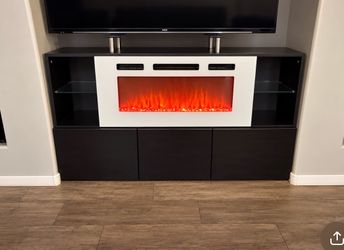 Modern 64” Electric Fireplace TV Stand / Entertainment Center – $125