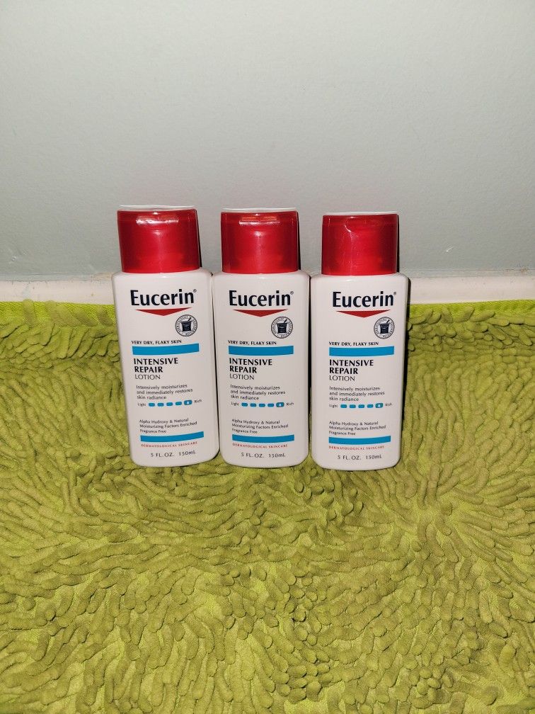3 Eucerin Very Dry, Flaky Skin Intensive Repair Lotion 5oz