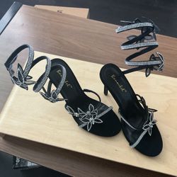 Bonnabel women rhinestone spiral Raul ankle wrap high heels