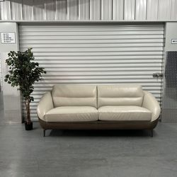 FREE DELIVERY - NEW Makena Leather Sofa - Beige/Brown