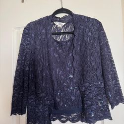 New Dark Blue Lace Twins