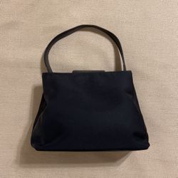 Coach Vintage designer small arm purse handbag Black Fabric # F1K- 7417