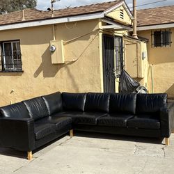 Ikea Karlanda Black Sectional Leather Couch