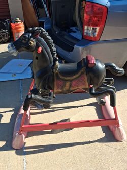 Vintage Hedstrom "Black Beauty" bouncy spring rocking horse.