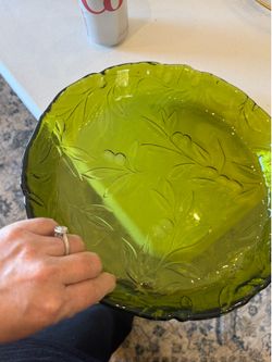 Green glass dish