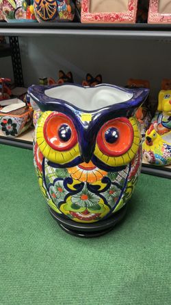 Maceta búho de Talavera .