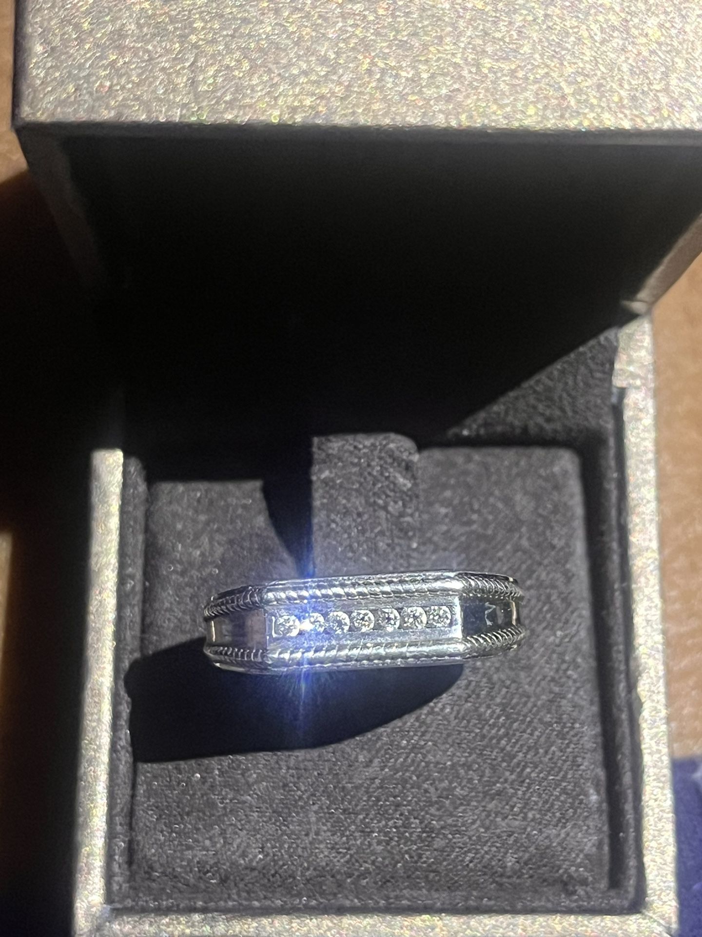 Genuine Diamond Ring .925 Silver Band