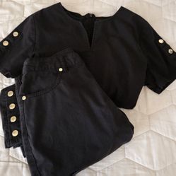 Jaanuu Scrub Set – Black, Size Small (Top & Bottom)
