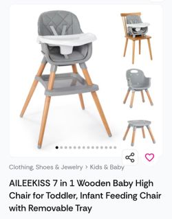 AILEEKISS 7-in-1 Wooden Baby High Chair