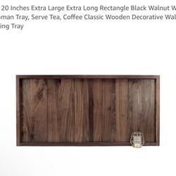 Magigo 40 x 20 Inches Extra Large Extra Long Rectangle Black Walnut Wood Ottoman Tray, Serve Tea, Coffee Classic Wooden Decorative Walnut Serving Tray