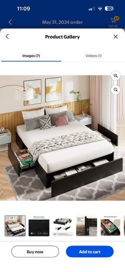 black queen bed with 3 drawers