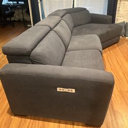 3 Piece Reclining Modular Chanel Denim Sectional