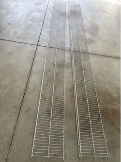 2 White Wire Closet Shelving Racks 125”x 12”