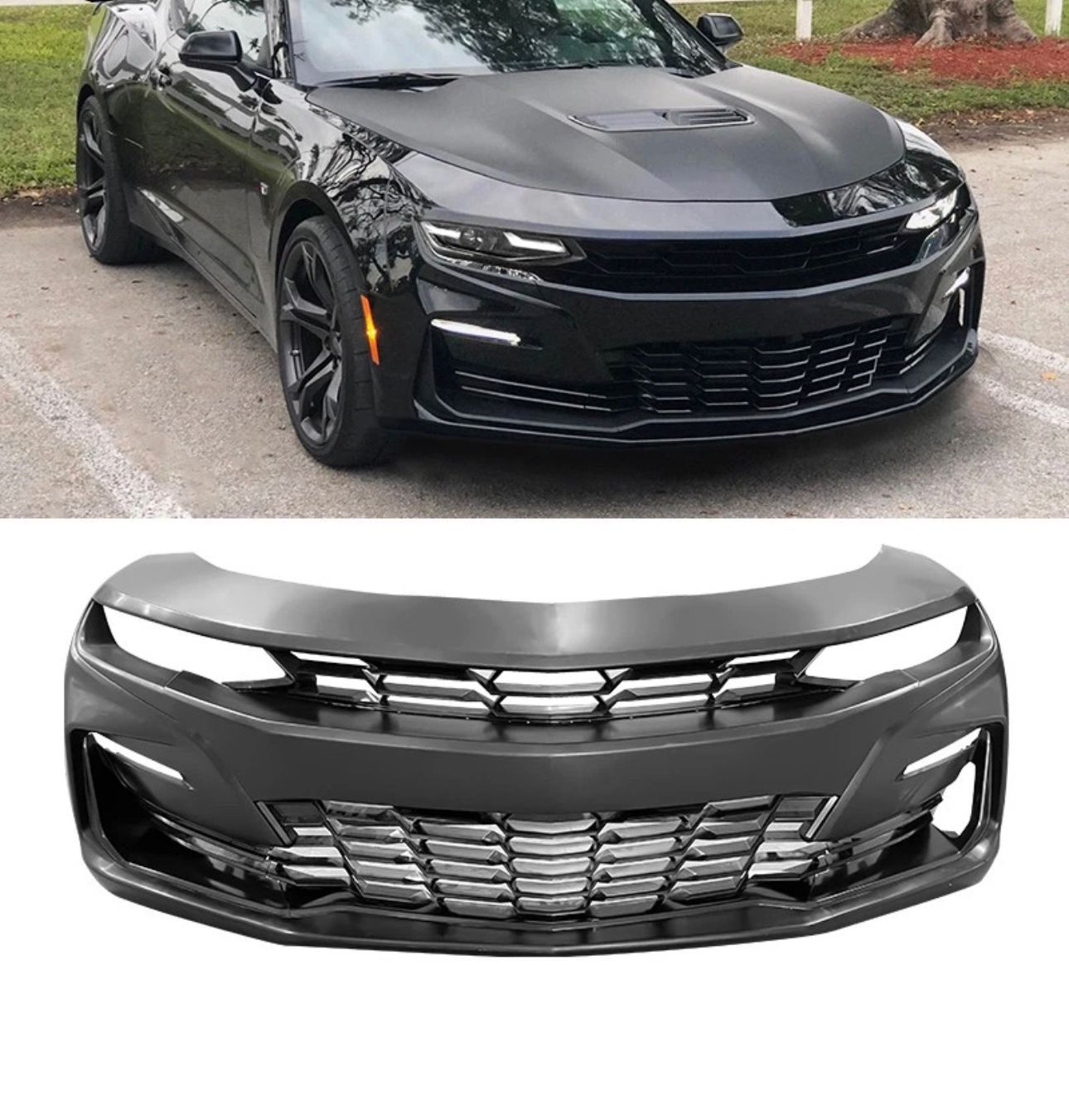 Fits 19-24 Chevy Camaro SS Style Front Bumper Conversion - Unpainted PP new HABLAMOS ESPAŃOL Our store pick up Brand new material polyurethane Dir