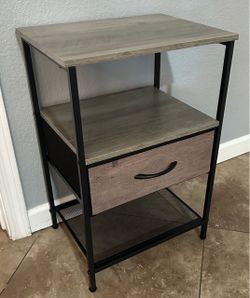 (NEW) Nightstand with Drawer and Shelves