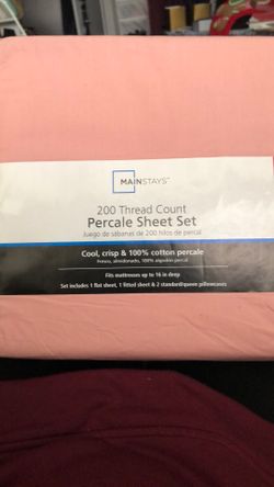 New Full Percale Bed Sheet Set Pink