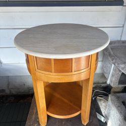 Wood Side tables With Marble Top