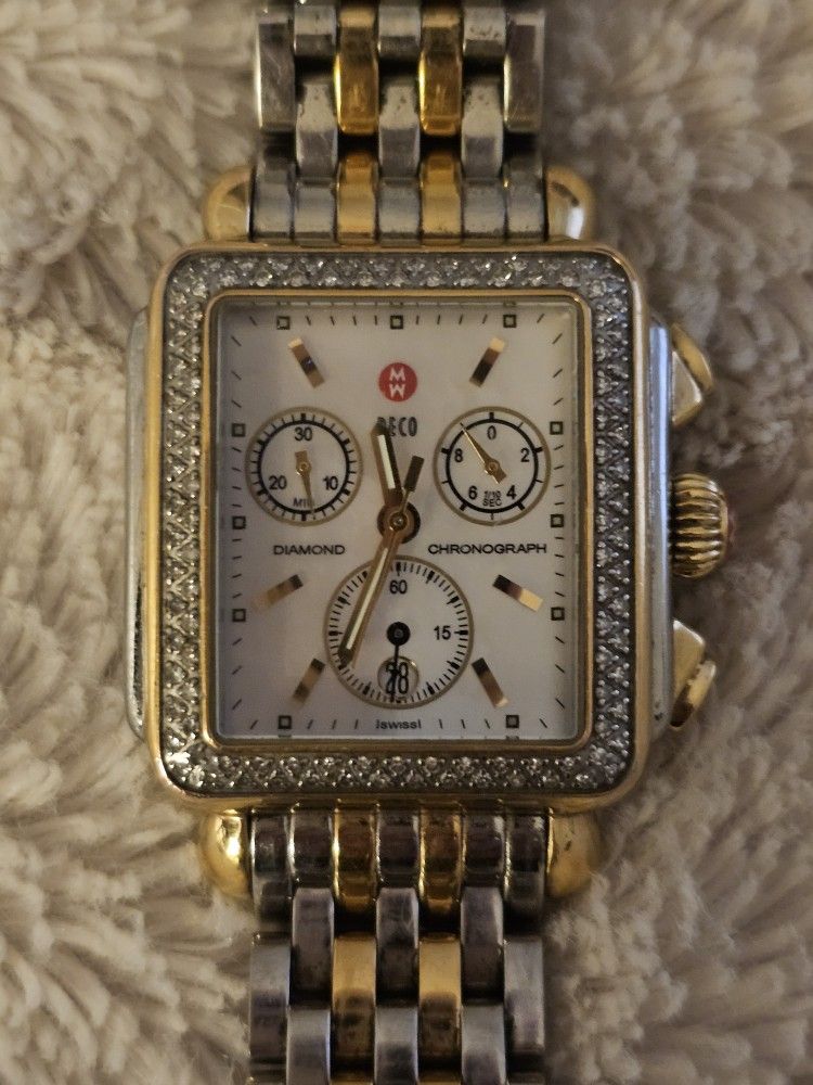 Michele Deco Diamond Chronograph Watch