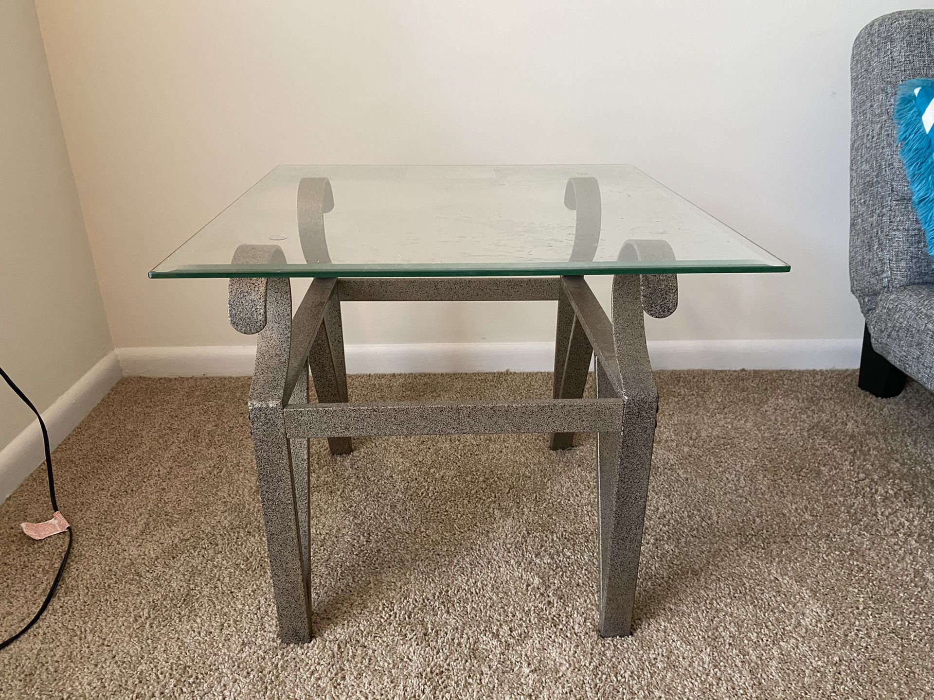2 glass end tables