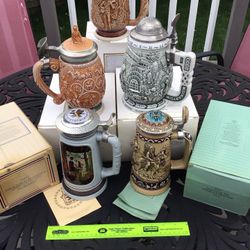 Vintage Avon Ceramic Dated & Numbered Collector’s Steins 1990’s Never Used New In Box Wild West Indians