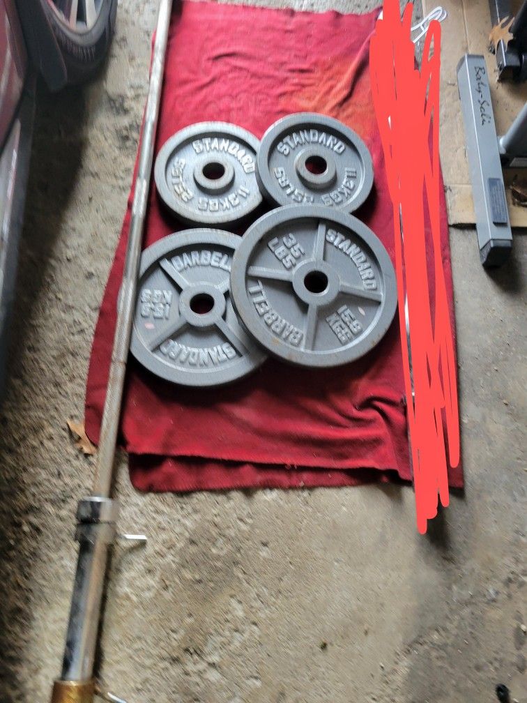 2" HOLE OLYMPIC STANDARD PLATES 120LBs . 2-35s. 2-25s. 7' OLYMPIC BAR BOTH WITH CLIPS
11525 S HALSTED DUNKIN DONUTS/7111.S WESTERN WALGREENS
DELIV
