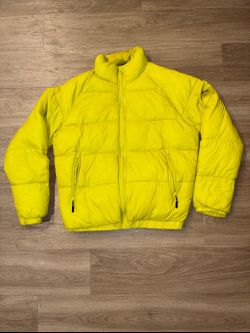 Zara Men's Neon Yellow DRWR Puffer Jacket Quilted Winter Coat Size L