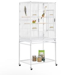 54" Large Flight Bird Cage for Parrots Macaw Cockatiels Sun Parakeets Lovebird Green Cheek Conures African Grey Small Quaker Amazon Parrots with Rolli