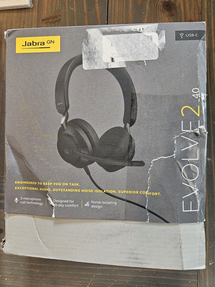 Jabra Evolve2 40 UC Wired Headphones, USB-A, Stereo, Black Telework Headset, Enhanced Comfort, Passive Noise Cancelling