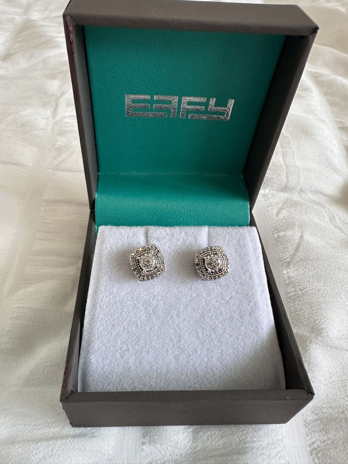 Effy Sterling Silver Diamond Stud Earrings