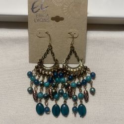 Erica Lyons Gold & Turquoise Chandelier Earrings