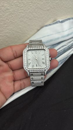 cartier santos moissanite watch