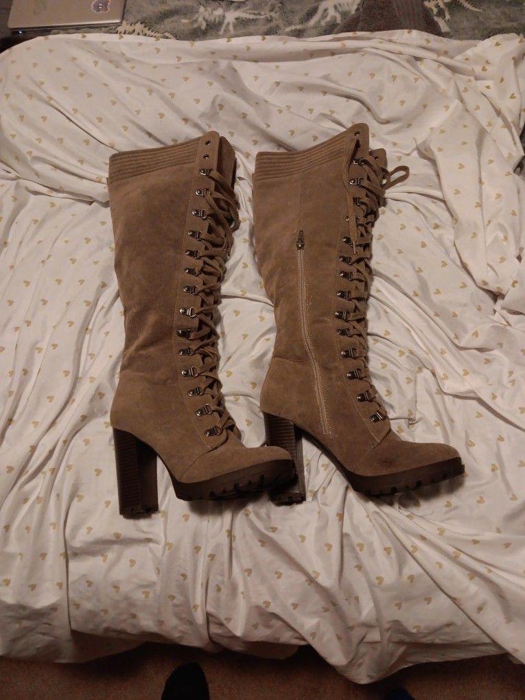 Lace Up Heel Boots