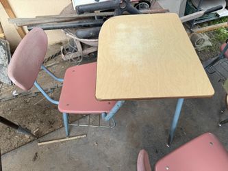 Four School Desks With Chair Attached