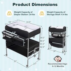 Baby Changing Table Portable With Lockable Wheels