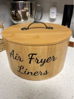 Farmhouse Bamboo Air Fryer Liner Storage Container