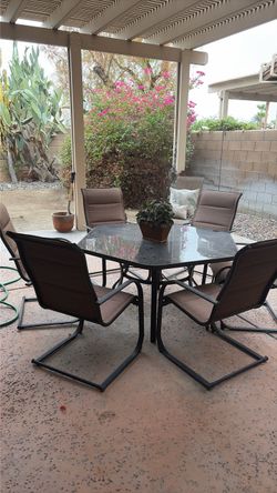 Outdoor Patio Dining Set with Glass Table
