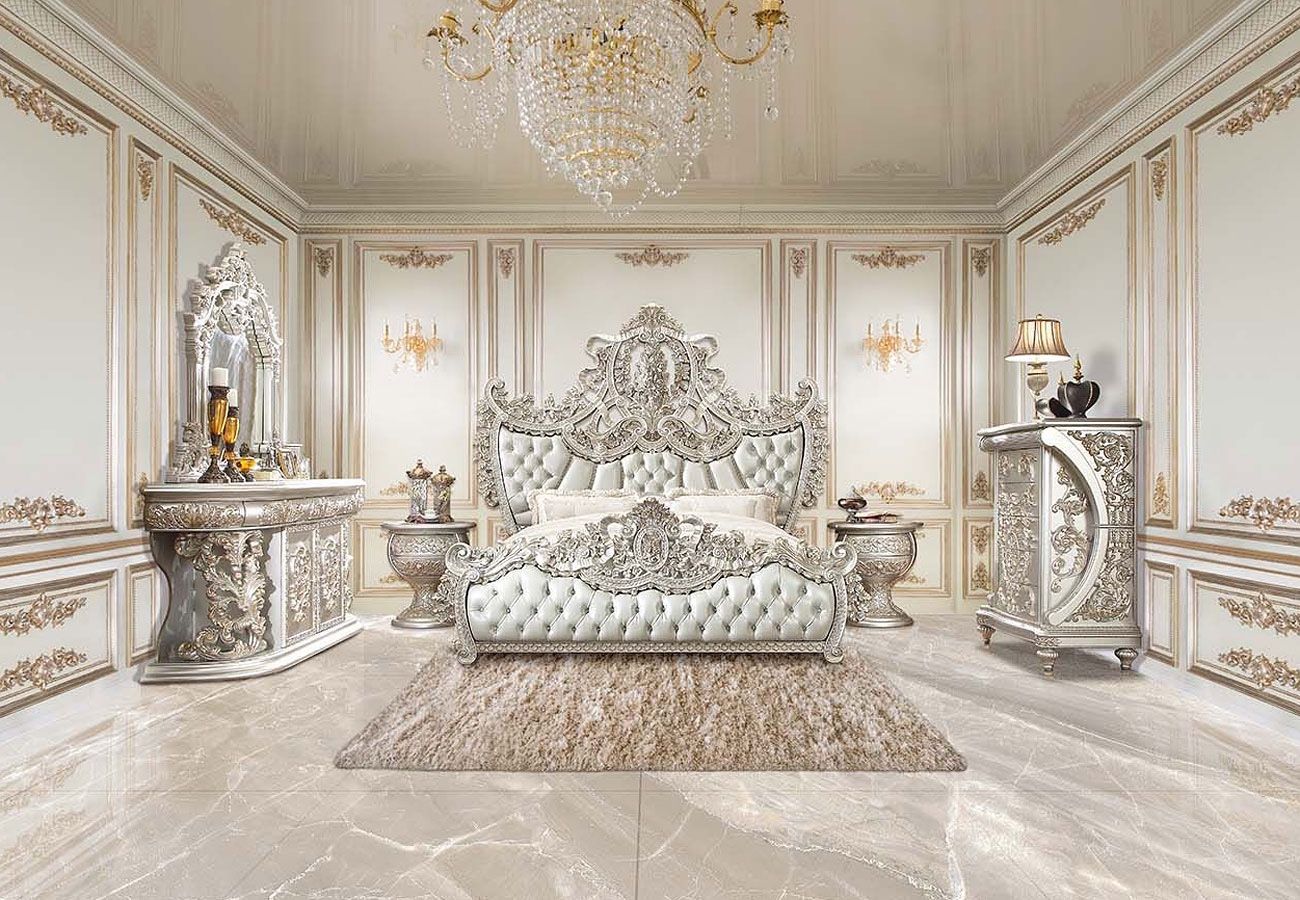 KING SANDOVAL BEDROOM SET ! Bed Frame  2 night Stands Dresser Mirror Bench