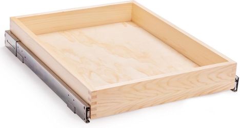Mulush 26''W x 21''D x 3''H Pull Out Cabinet Drawer Soft Close Slide Out Wood Organizer for Kitchen, Finished, Bottom and Side Assembly (Wood Drawer P