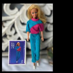 1984 Great Shape Barbie Doll w/ 1986 Barbie B Active Outfit & Card Vintage Set