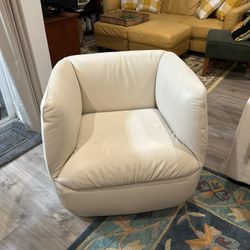 Pair Of Winter White Leather Chairs