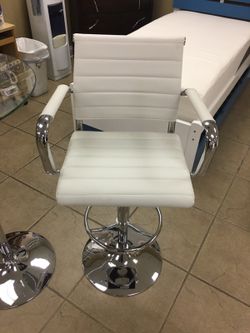 2 white bar stools