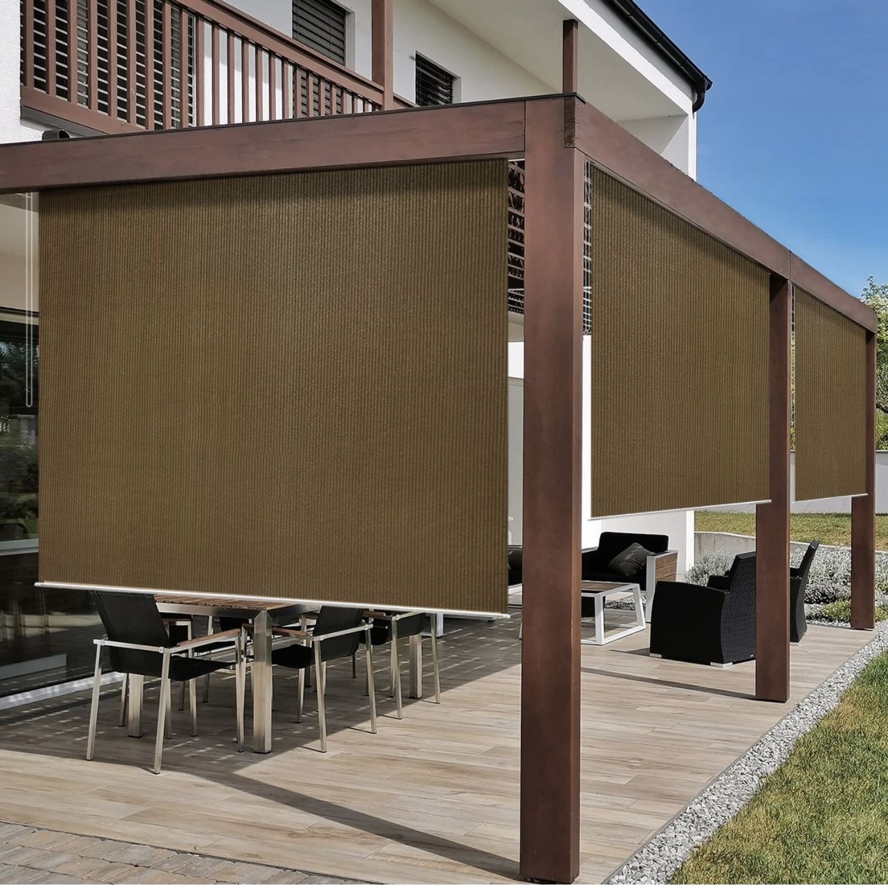 Outdoor Roller Shade Fabric for Porch Gazebo, Patio Blinds Roll Up Shade up to 95% uv block