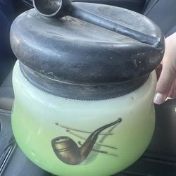 Title: Vintage Schwarzburg Germany Tobacco Humidor Pipe Lid