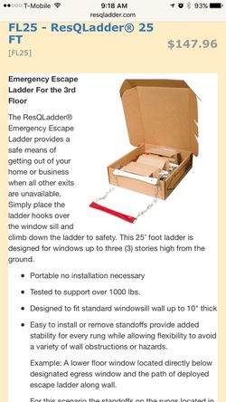 Emergency Escape Ladder. 25ft. BRAND NEW IN BOX.