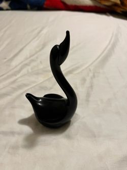 Vintage black glass swan figurine