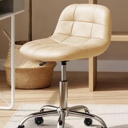 Rolling Stool/Chair With Leather Cushion