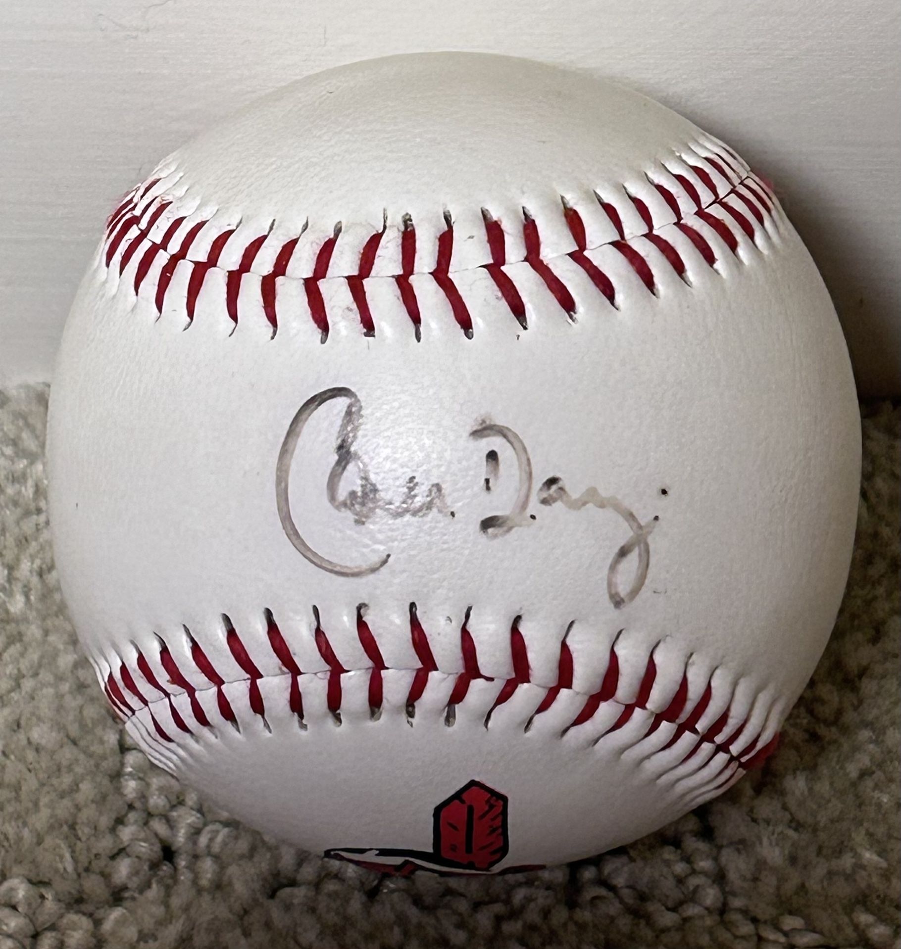 Carlos Baerga Cleveland Indians Chief Wahoo Autographed Baseball