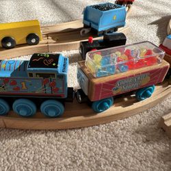 Ikea And Fisher Price Combo Wooden Railroad Plus Wooden And Motorized Engines Includes Interactive One