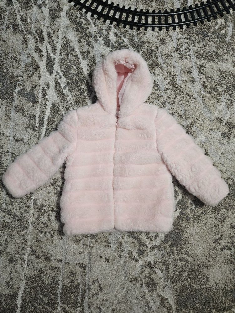 Girls Rothschild Pink Fake Fur Coat Jacket Size 5/6