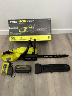 RYOBI 40V HP Brushless 16 in. Battery Chainsaw with 4.0 Ah Battery and Charger
